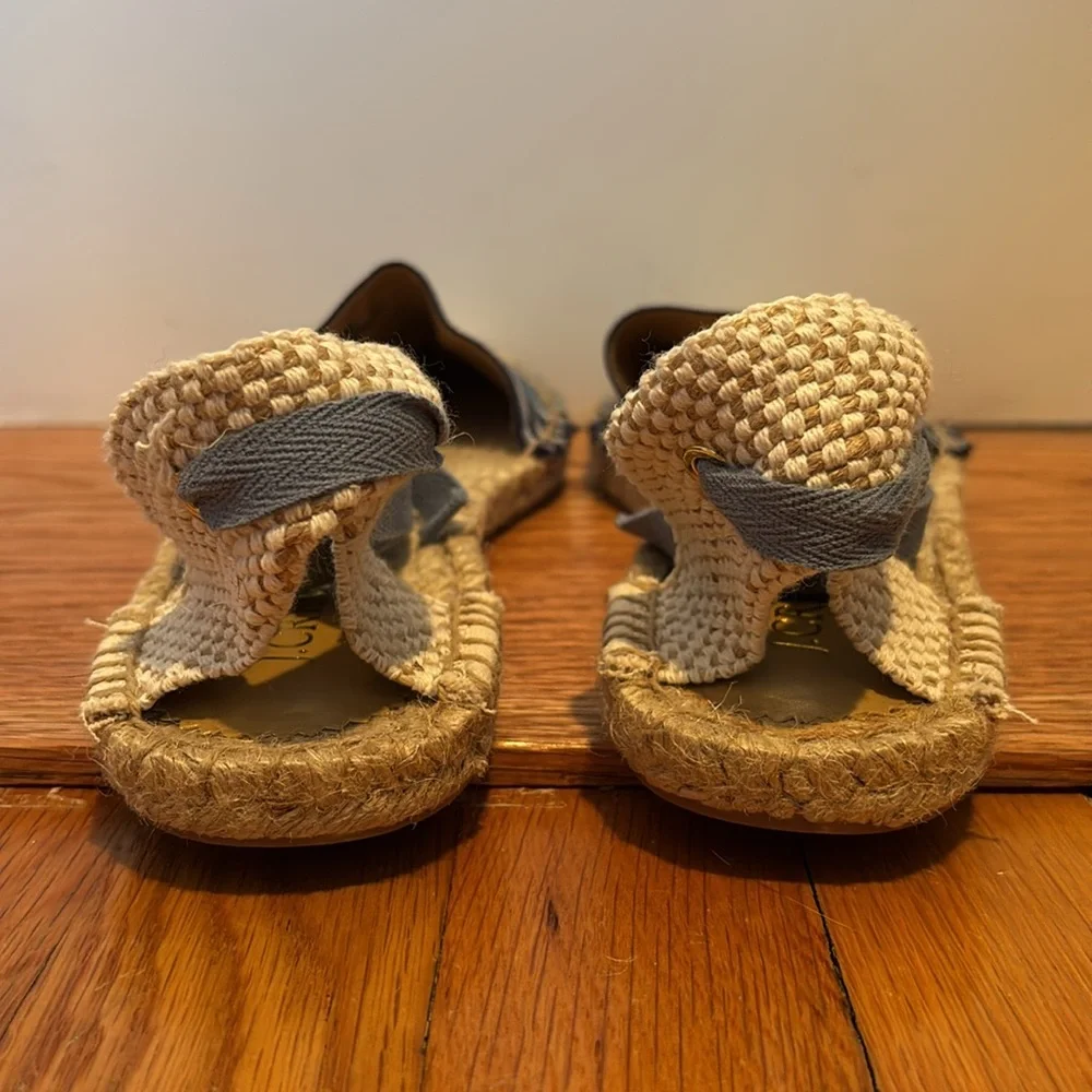 J Crew Factory Striped Lace-Up Espadrille Flats in Chambray
